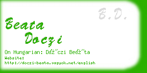 beata doczi business card